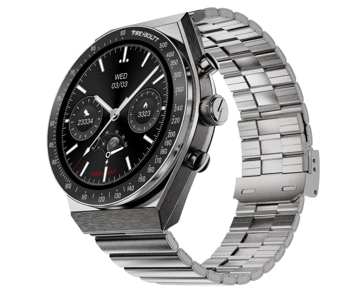 Fire-Boltt Spacewatch 36.3mm (1.43 inch) AMOLED Display, Wireless Charging, Metallic Frame, Stainless Steel Luxury Straps, Complete Health Suite, Bluetooth Calling, Sports Modes