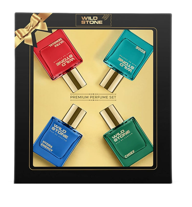 (4qty) Wild Stone Edge, Forest Spice, Hydra Energy and Ultra Sensual Perfume Combo for Men, Long Lasting Smell | Pack of 4 (30ml each)