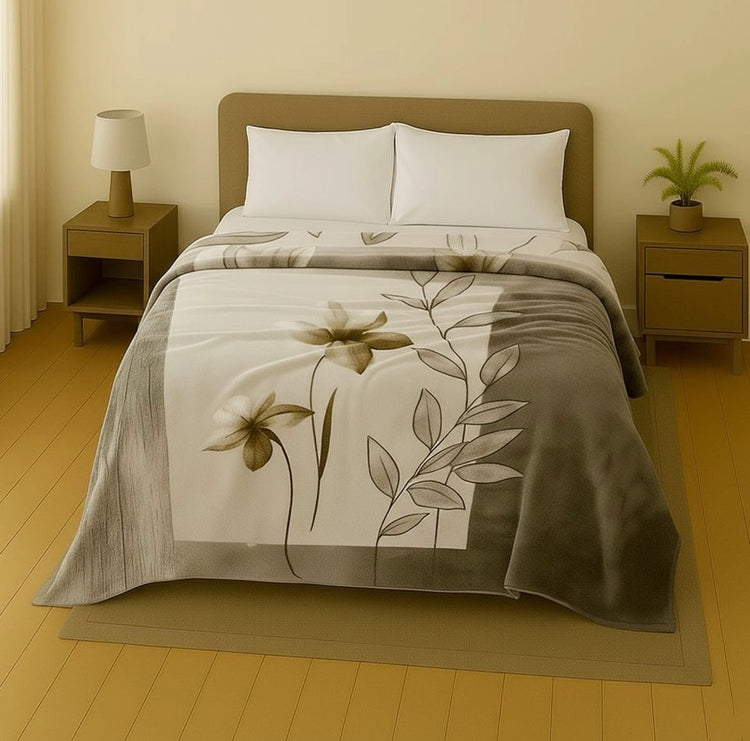 Raymond Home Floral Double Mink Blanket for  Heavy Winter Polyester, Grey