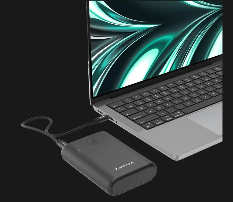 ambrane PowerLit 45 15000 mAh 45W Fast Charging Power Bank 1 Type A & 2 Type C Ports, Advanced Chipset Protection, Black