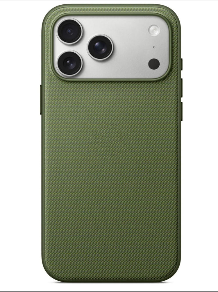QHOHQ Luxury Vintage TechWoven Back Cover for iPhone 17 Pro 6.3 Inch | Premium Woven Texture Case with Shockproof Protection | Premium Slim Fit Case with Wireless Charging Support Green