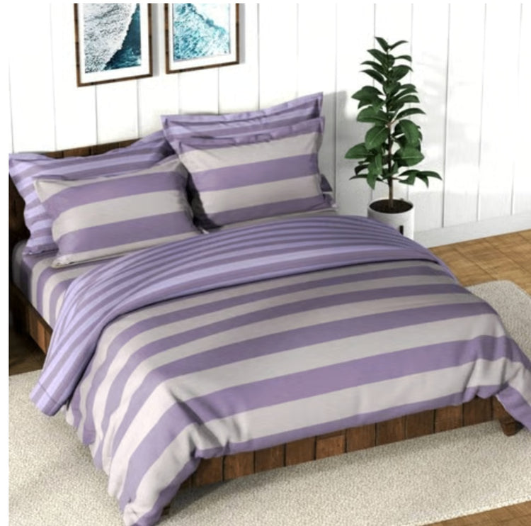 Nautica Bristol Cotton Double Bedsheet (160 TC, Purple, Grey)