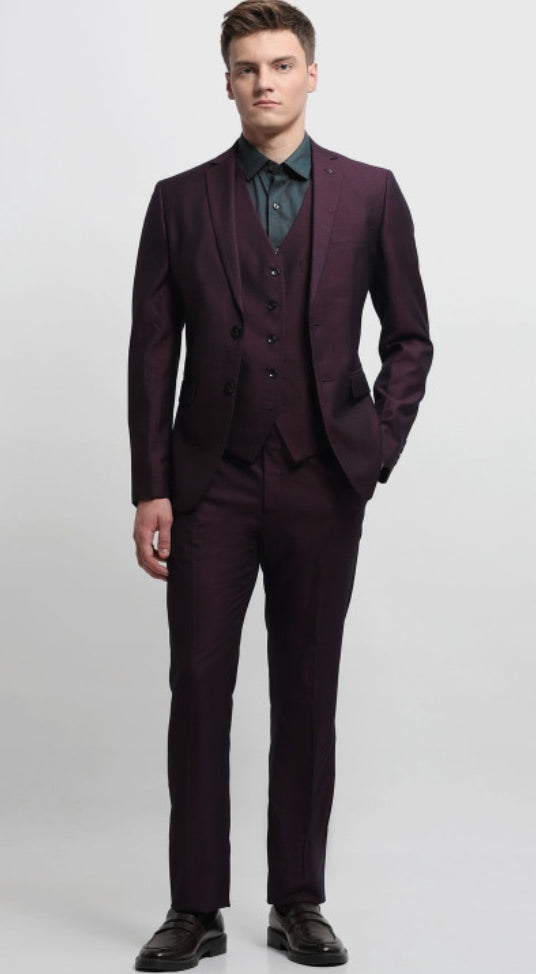 Arrow Self Design Notched Lapel Tailored Fit Three-Piece Suit Size 42