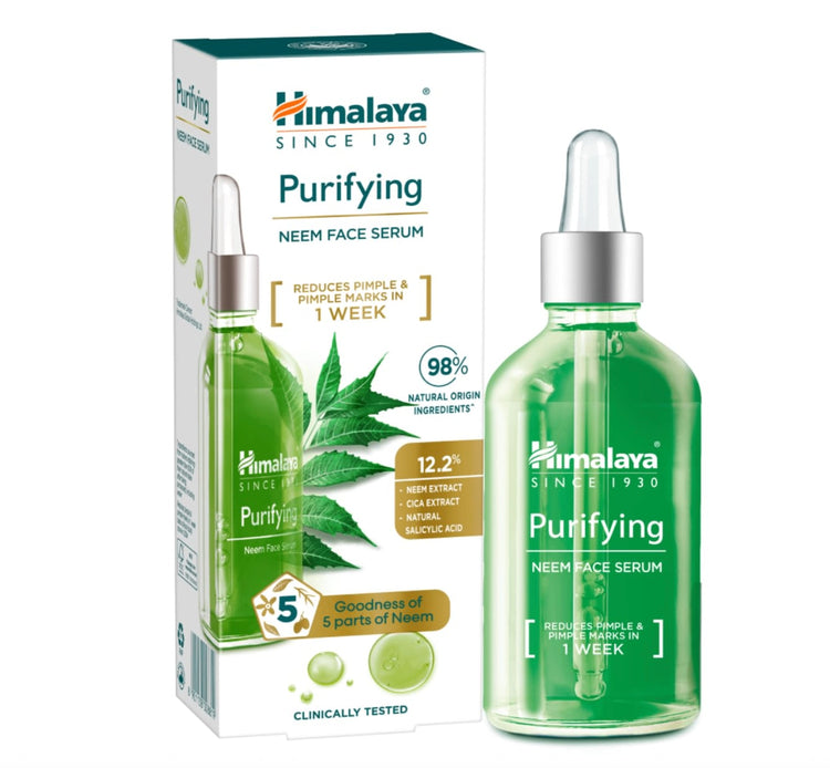 [5qty] Himalaya Purifying Neem Face Serum | 2% Natural Salicylic Acid + Cica + Neem Extract | 5 Parts of Neem | Reduce Acne & Pimple Marks | 15ml