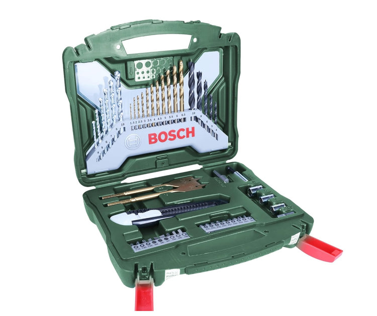 BOSCH 50-piece X-Line TiN-Coated Set | All-in-One DIY Drill & Screw Kit | 11 x Metal Drill Bits, 6 Masonry, 5 Wood Bits, Spade Bits, 18 Screwdriver Bits, Countersink, Knife & Nutsetters